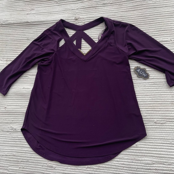 AUW Tops - NWT Caged Back Purple Blouse SMALL